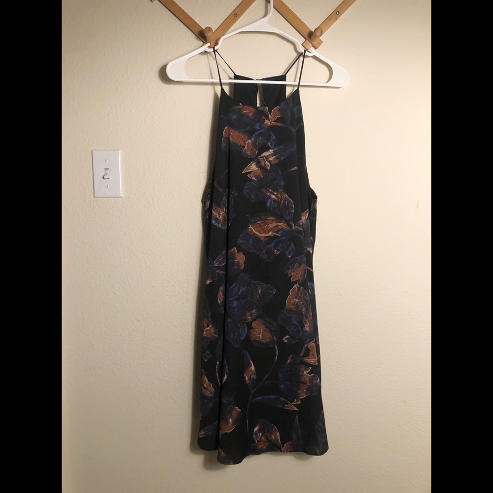 A-line abstract floral dress.